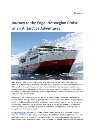 Journey to the Edge: Norwegian Cruise Line’s Antarctica Adventures