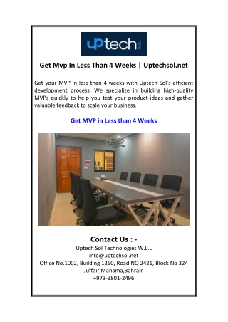 Get Mvp In Less Than 4 Weeks  Uptechsol.net