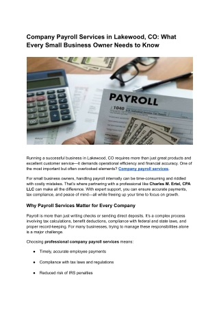 Company Payroll Services in Lakewood, CO_ What Every Small Business Owner Needs to Know