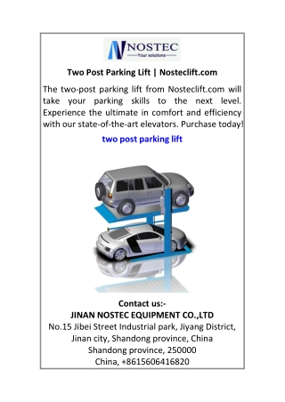 Two Post Parking Lift Nosteclift.com