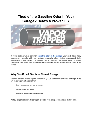 Tired of the Gasoline Odor in Your Garage_ Here’s a Proven Fix
