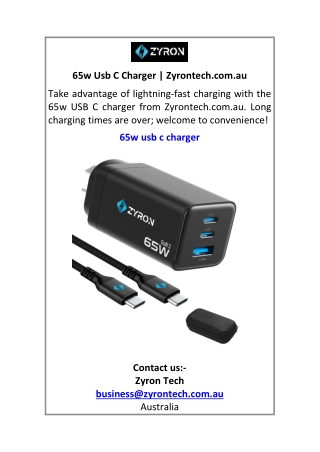 65w Usb C Charger Zyrontech.com.au