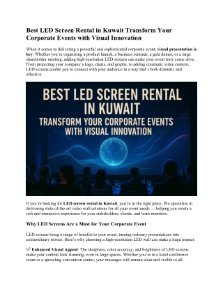Best LED Screen Rental in Kuwait Transform Your Corporate Events with Visual Innovation