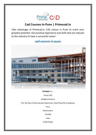Cad Courses In Pune Primecad.in.