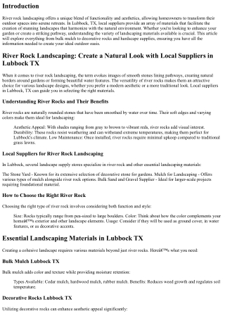 River Rock Landscaping: Create a Natural Look with Local Suppliers in Lubbock TX