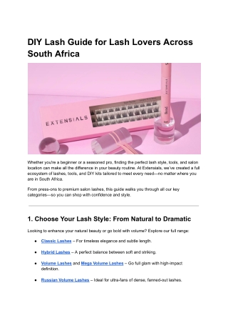 DIY Lash Guide for Lash Lovers Across South Africa