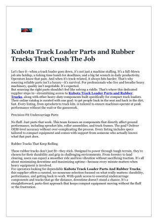 Kubota Track Loader Parts and Rubber Tracks That Crush The Job