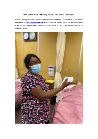 What Makes This CAN training Center a First Choice for Students