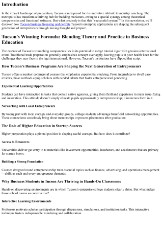Tucson's Winning Formula: Blending Theory and Practice in Business Education