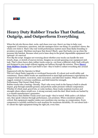 Heavy Duty Rubber Tracks That Outlast, Outgrip, and Outperform Everything