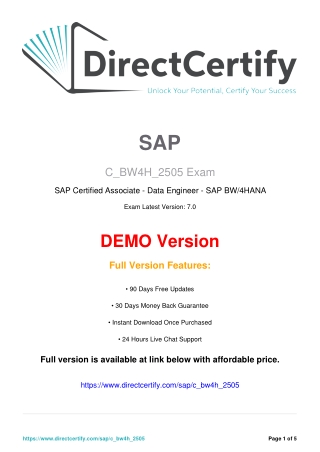 C_BW4H_2505 Exam Questions PDF – SAP BW/4HANA 2.0 Specialist