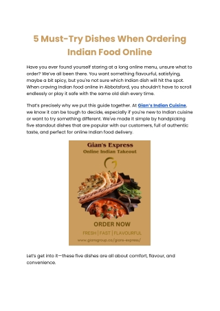 5 Must-Try Dishes When Ordering Indian Food Online.docx