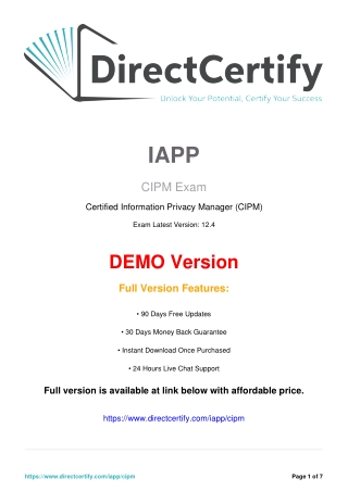 CIPM Exam PDF – Certified Information Privacy Manager (IAPP)