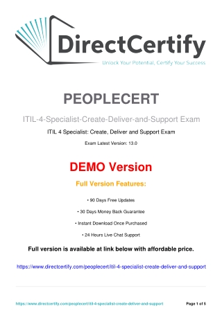 ITIL-4-Specialist Create, Deliver and Support PDF – CDS Exam Guide