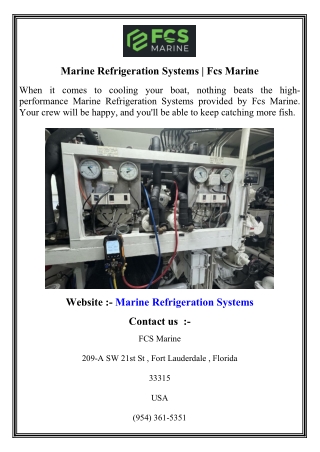 Marine Refrigeration Systems   Fcs Marine