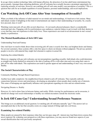 Can Viewing Jerk Off Cams Alter Your Perception of Sexuality?