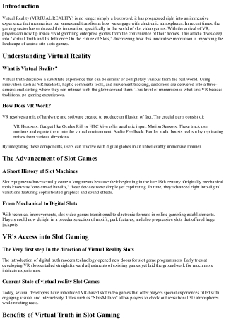 Digital Fact and Its Influence On the Future of Slots