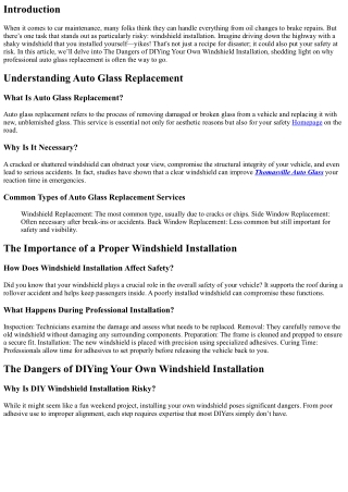 The Dangers of DIYing Your Own Windshield Installation