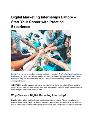 Digital Marketing Internships Lahore – Start Your Career with Practical Experien