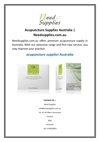 Acupuncture Supplies Australia  Needsupplies.com.