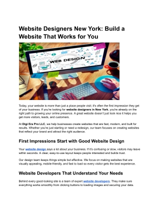 Website Designers New York: Build a Website That Works for You