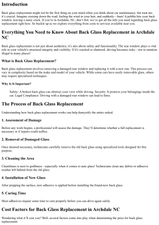 Everything You Need to Know About Back Glass Replacement in Archdale NC