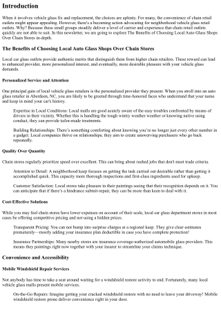 The Benefits of Choosing Local Auto Glass Shops Over Chain Stores