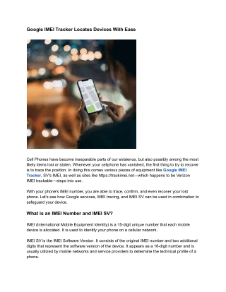 Google IMEI Tracker Locates Devices With Ease
