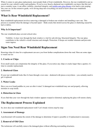 Everything You Need to Know About Rear Windshield Replacement