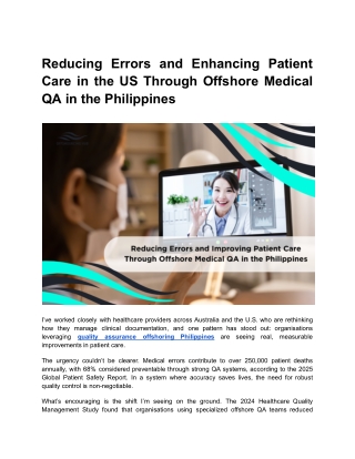 Reducing Errors and Improving Patient Care Through Offshore Medical QA in the Philippines