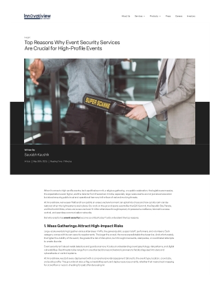 Why Event Security Services Are Vital for High-Profile Events in Today’s World
