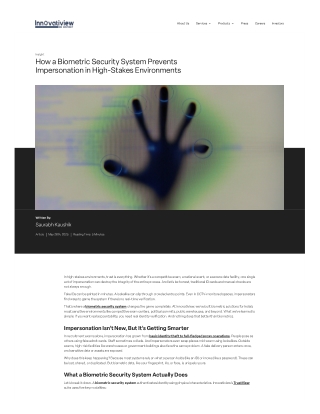 Stop Impersonation with Smart Biometric Security Systems