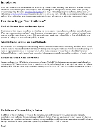 Can Stress Trigger Wart Outbreaks? Understanding the Connection