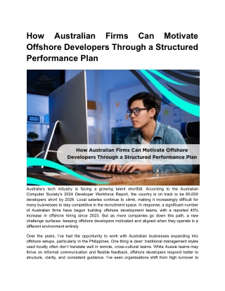 How Australian Firms Can Motivate Offshore Developers Through Structured Performance Plans