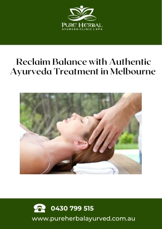 Reclaim Balance with Authentic Ayurveda Treatment in Melbourne