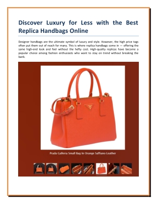 Discover Luxury for Less with the Best Replica Handbags Online