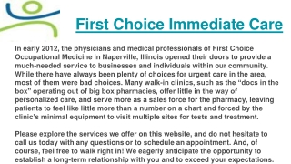 First Choice Immediate Care, Naperville, IL, USA