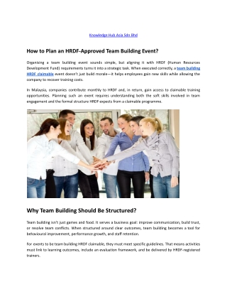 How to Plan an HRDF-Approved Team Building Event
