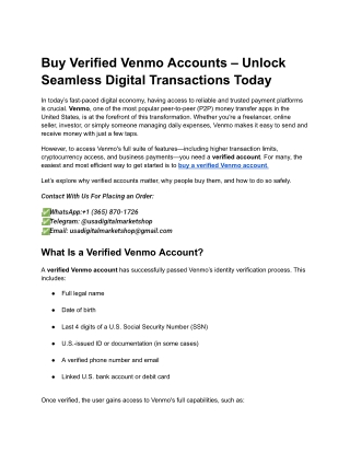 Buy Verified Venmo Accounts – Unlock Seamless Digital Transactions Today