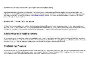 Streamline Your Business Finances with Expert Support from Clear Path Accounting