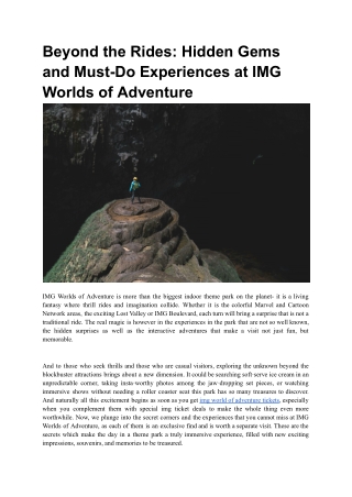 Beyond the Rides: Hidden Gems and Must-Do Experiences at IMG Worlds of Adventure