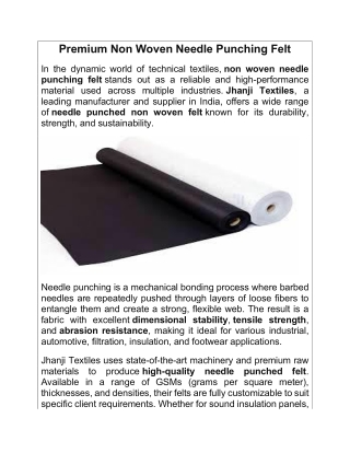 Premium Non Woven Needle Punching Felt