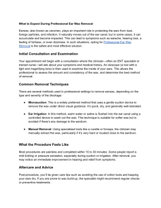 What to Expect During Professional Ear Wax Removal