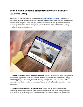 Book a Villa in Lonavala at Nostravila Private Villas Offer Luxurious Living