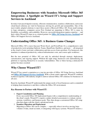 Empowering Businesses with Seamless Microsoft Office 365 Integration A Spotlight on Wizard IT’s Setup and Support Servic