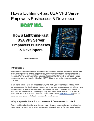 How a Lightning-Fast USA VPS Server Empowers Businesses & Developers