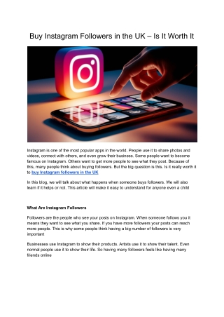 Buy Instagram Followers in the UK – Is It Worth It