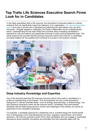 Top Traits Life Sciences Executive Search Firms Look for in Candidates