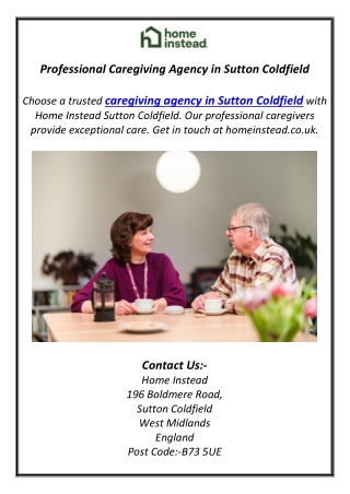 Professional Caregiving Agency in Sutton Coldfield