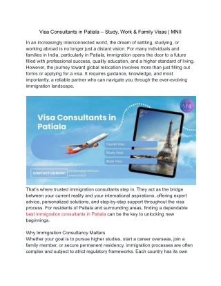 Best Visa & Immigration Consultants in Patiala – MNII Delivers Results